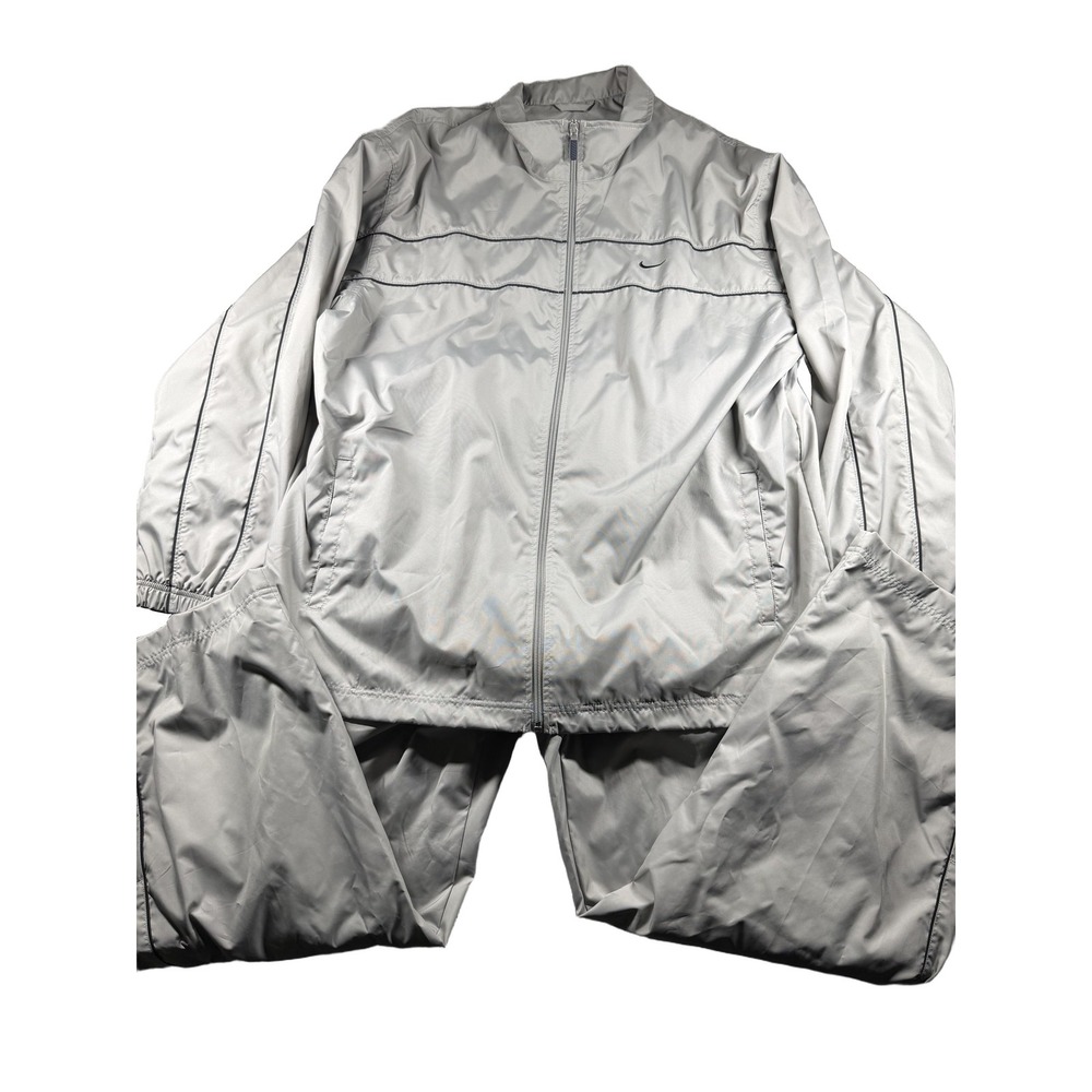 Nike Tracksuit Set Mens XXL Gray Black Piping Full Zip Jacket & Pants